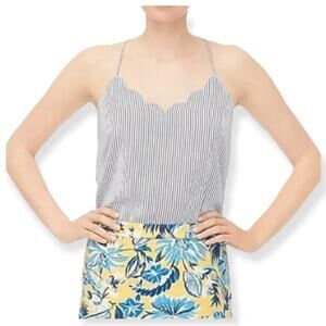 J.Crew Factory Navy & White Striped Scalloped Cami Top Size 6